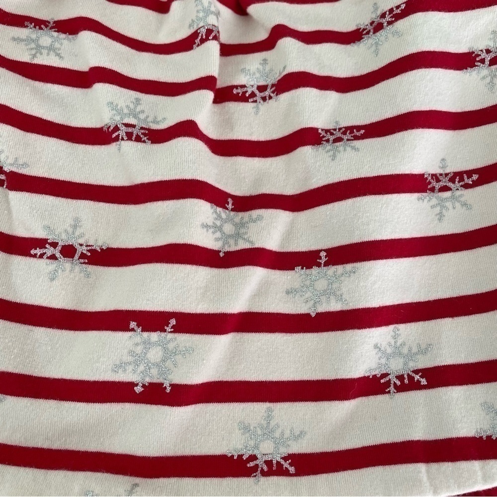 Hatley Girls 3-6mo Long Sleeve Knit Dress stripes snowflake red white ruffles - Picture 2 of 4